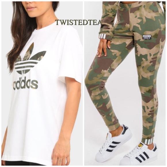 adidas Pants - NWT adidas originals camo T-shirt legging set